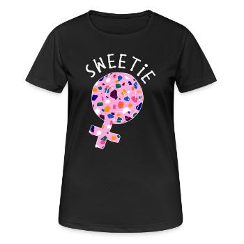 Süßigkeiten Nachspeise Naschen Süß Spruch - Frauen T-Shirt atmungsaktiv - Schwarz - Vorne - AI Model Female 172 light (172cm)