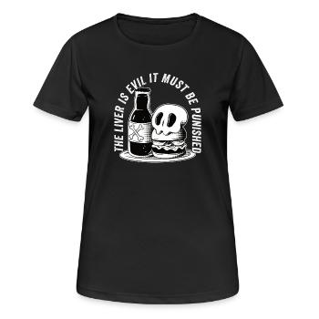 Le foie est mauvais et est puni - T-shirt respirant Femme - noir - Devant - AI Model Female 172 light (172cm)