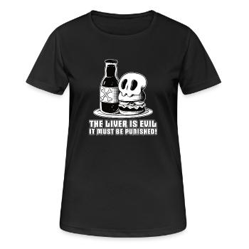 Le foie est mauvais et est puni - T-shirt respirant Femme - noir - Devant - AI Model Female 172 light (172cm)