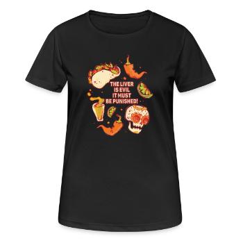 Le foie est mauvais et est puni - T-shirt respirant Femme - noir - Devant - AI Model Female 172 light (172cm)