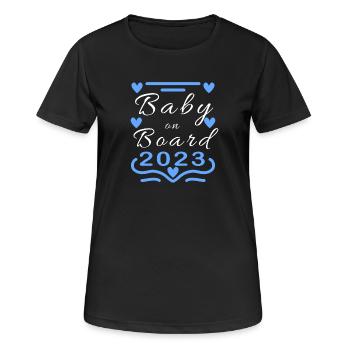 Bébé à bord 2023 Fils - T-shirt respirant Femme - noir - Devant - AI Model Female 172 light (172cm)