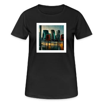futuristische Stadtszene - Poster - Frauen T-Shirt atmungsaktiv - Schwarz - Vorne - AI Model Female 172 light (172cm)