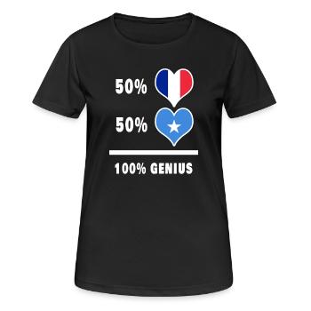 France et Somalie Genius / Cadeau - T-shirt respirant Femme - noir - Devant - AI Model Female 172 light (172cm)