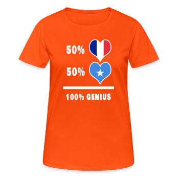 France et Somalie Genius / Cadeau - T-shirt respirant Femme - orange néon - Devant - AI Model Female 172 dark (172cm)