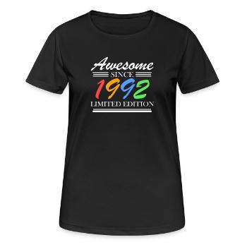 1992 - Jahrgang 1992 - Fantastisch seit 1992 - Frauen T-Shirt atmungsaktiv - Schwarz - Vorne - AI Model Female 172 light (172cm)
