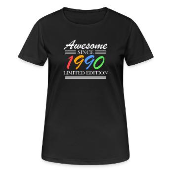 1990 - Jahrgang 1990 - Fantastisch seit 1990 - Frauen T-Shirt atmungsaktiv - Schwarz - Vorne - AI Model Female 172 light (172cm)