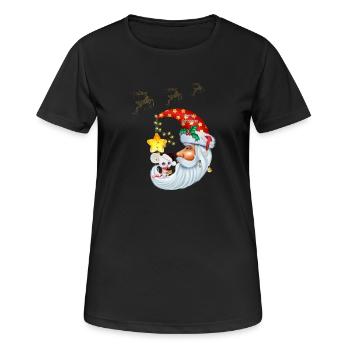 Weihnachtsmaus auf dem Mond - Frauen T-Shirt atmungsaktiv - Schwarz - Vorne - AI Model Female 172 light (172cm)