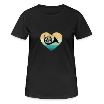 Hornist liebt Horn Waldhorn spielen im Orchester - Frauen T-Shirt atmungsaktiv - Schwarz - Vorne - AI Model Female 172 light (172cm)