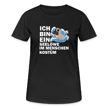 Walross - Frauen T-Shirt atmungsaktiv - Schwarz - Vorne - AI Model Female 172 light (172cm)