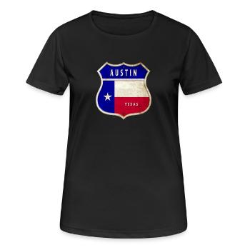 Drapeaux à écusson Austin Texas - T-shirt respirant Femme - noir - Devant - AI Model Female 172 light (172cm)