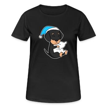 Chien Race de chien Teckel Teckel - T-shirt respirant Femme - noir - Devant - AI Model Female 172 light (172cm)