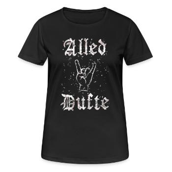 "Alled Dufte" cooler berliner Spruch - Frauen T-Shirt atmungsaktiv - Schwarz - Vorne - AI Model Female 172 light (172cm)