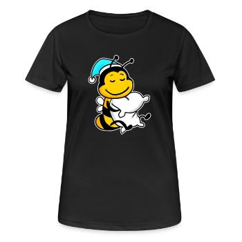 Biene mit Kissen und Schlafmütze - Frauen T-Shirt atmungsaktiv - Schwarz - Vorne - AI Model Female 172 light (172cm)
