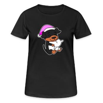 Hund Hunderasse Rottweiler - Frauen T-Shirt atmungsaktiv - Schwarz - Vorne - AI Model Female 172 light (172cm)