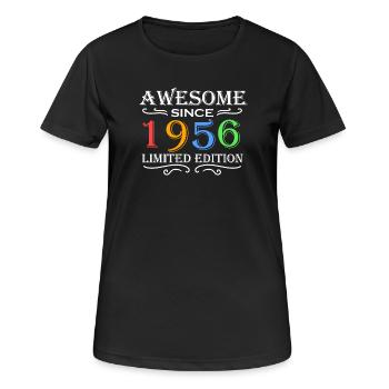1956 - Jahrgang 1956 - Frauen T-Shirt atmungsaktiv - Schwarz - Vorne - AI Model Female 172 light (172cm)