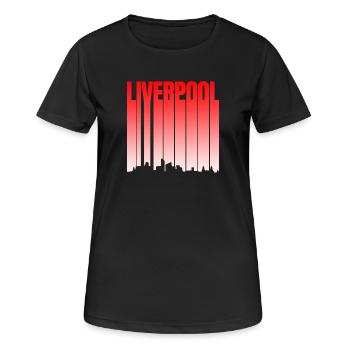 Liverpool Skyline Farbverlauf - Frauen T-Shirt atmungsaktiv - Schwarz - Vorne - AI Model Female 172 light (172cm)