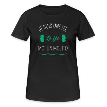 Je suis une fée la fée moi un mojito - T-shirt respirant Femme - noir - Devant - AI Model Female 172 light (172cm)