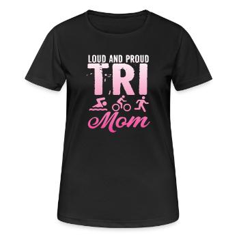 Triathlète Tri Mom bruyante et fière - T-shirt respirant Femme - noir - Devant - AI Model Female 172 light (172cm)