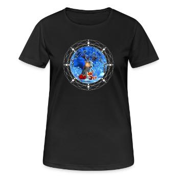 The little reindeer and the cute fox wish you a fel - Women's Breathable T-Shirt - black - Front - AI Model Female 172 light (172cm)