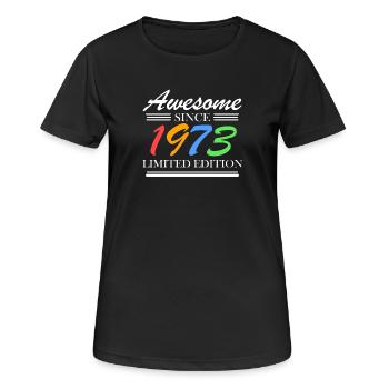 1973 - Fantastique depuis 1973 - Né en 1973 - T-shirt respirant Femme - noir - Devant - AI Model Female 172 light (172cm)