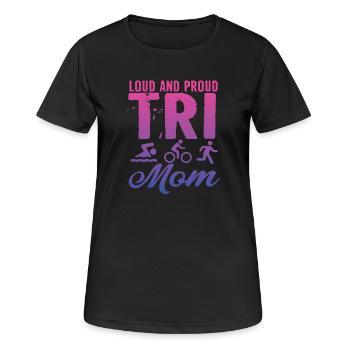 Triathlète Tri Mom bruyante et fière - T-shirt respirant Femme - noir - Devant - AI Model Female 172 light (172cm)