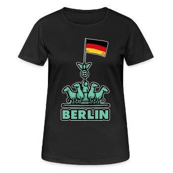 Berlin - Frauen T-Shirt atmungsaktiv - Schwarz - Vorne - AI Model Female 172 light (172cm)
