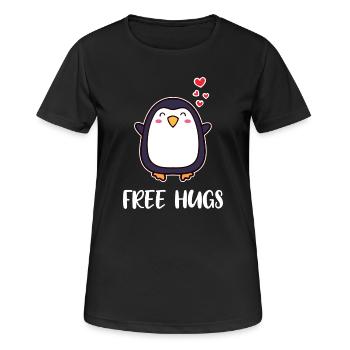 Animal Mignon Pingouin Coeur Déclaration Oiseau Pôle Sud - T-shirt respirant Femme - noir - Devant - AI Model Female 172 light (172cm)
