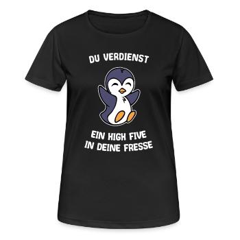 Zoo Süß Pinguin Tier Seevogel Statement Arktis - Frauen T-Shirt atmungsaktiv - Schwarz - Vorne - AI Model Female 172 light (172cm)