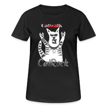 Rocker Drôle Chat Frites Fourche Heavy Metal - T-shirt respirant Femme - noir - Devant - AI Model Female 172 light (172cm)