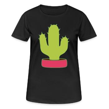 Cactus, Cactus, Plantes Succulentes, Plante - T-shirt respirant Femme - noir - Devant - AI Model Female 172 light (172cm)
