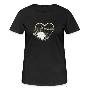 Die Braut Blumenherz Gold - Frauen T-Shirt atmungsaktiv - Schwarz - Vorne - AI Model Female 172 light (172cm)