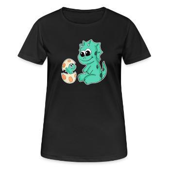 Dinosaurs with Baby Dinosaurs - Women's Breathable T-Shirt - black - Front - AI Model Female 172 light (172cm)
