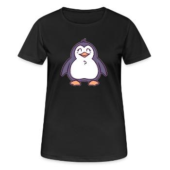 Cool Seabird Sweet Animal Penguin Oiseau Pôle Sud - T-shirt respirant Femme - noir - Devant - AI Model Female 172 light (172cm)