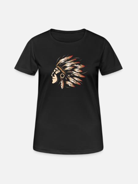 Indianer Symbol Illustration Farben Häuptling icon - Frauen T-Shirt atmungsaktiv - Schwarz