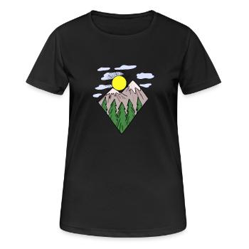 Berg Berge Berggipfel Gipfel - Frauen T-Shirt atmungsaktiv - Schwarz - Vorne - AI Model Female 172 light (172cm)