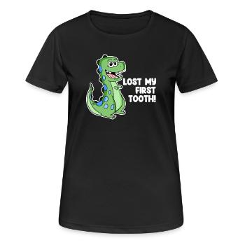 Dino Zahnlücke Kleinkind Milchzahn - Frauen T-Shirt atmungsaktiv - Schwarz - Vorne - AI Model Female 172 light (172cm)