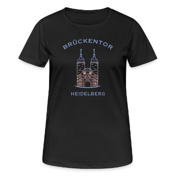 Heidelberg, Wahrzeichen Brückenturm 2 - Frauen T-Shirt atmungsaktiv - Schwarz - Vorne - AI Model Female 172 light (172cm)