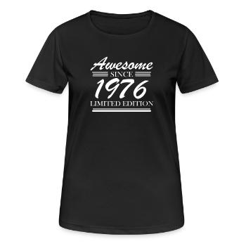 1976 - Né en 1976 - T-shirt respirant Femme - noir - Devant - AI Model Female 172 light (172cm)