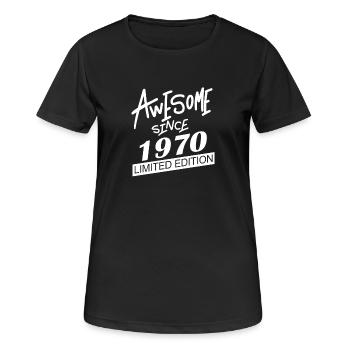 1970 - Frauen T-Shirt atmungsaktiv - Schwarz - Vorne - AI Model Female 172 light (172cm)