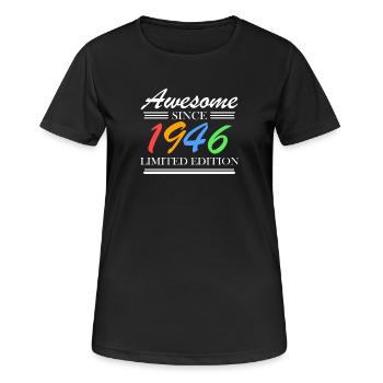 1946 - Born 1946 - Women's Breathable T-Shirt - black - Front - AI Model Female 172 light (172cm)