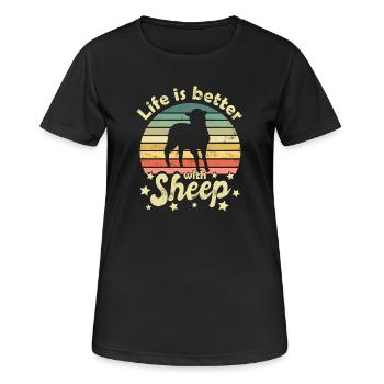 Moutons Moutons - T-shirt respirant Femme - noir - Devant - AI Model Female 172 light (172cm)