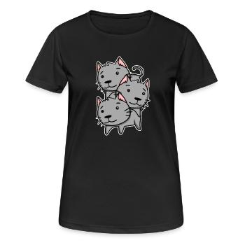 Chats mignons - T-shirt respirant Femme - noir - Devant - AI Model Female 172 light (172cm)