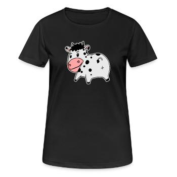 Kuh Arsch - Kuh Hintern - Frauen T-Shirt atmungsaktiv - Schwarz - Vorne - AI Model Female 172 light (172cm)