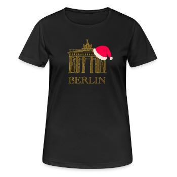 Berlin weihnachtliches Brandenburger Tor - Frauen T-Shirt atmungsaktiv - Schwarz - Vorne - AI Model Female 172 light (172cm)