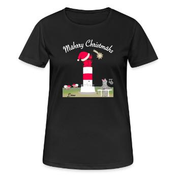 Leuchtturm Düne, Helgoland, Weihnachten - Frauen T-Shirt atmungsaktiv - Schwarz - Vorne - AI Model Female 172 light (172cm)
