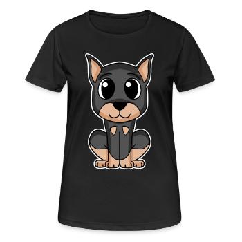 Dobermann Hund Hundebesitzer - Frauen T-Shirt atmungsaktiv - Schwarz - Vorne - AI Model Female 172 light (172cm)