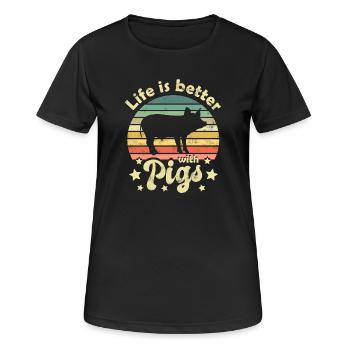Pig Pigs - Women's Breathable T-Shirt - black - Front - AI Model Female 172 light (172cm)