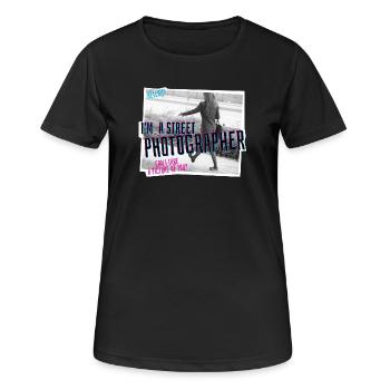 Ich bin Straßenfotograf :) - Frauen T-Shirt atmungsaktiv - Schwarz - Vorne - AI Model Female 172 light (172cm)