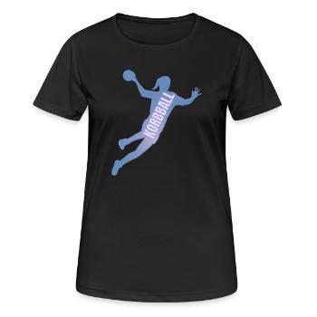 Korbball Schriftzug blau - Frauen T-Shirt atmungsaktiv - Schwarz - Vorne - AI Model Female 172 light (172cm)