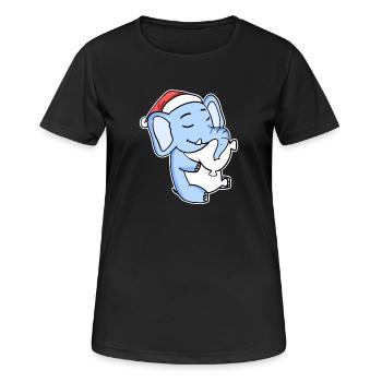 Eléphant Noël Sommeil Sommeil Sommeil Sommeil - T-shirt respirant Femme - noir - Devant - AI Model Female 172 light (172cm)